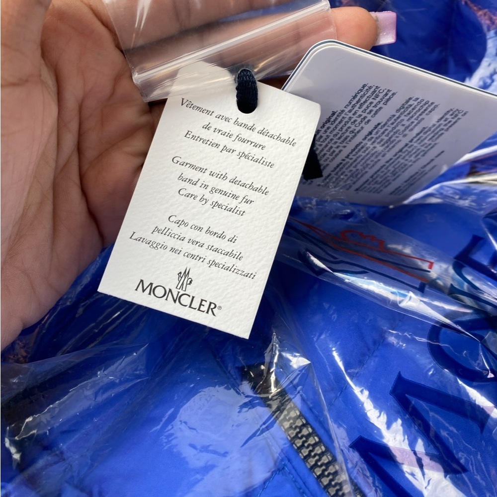 Moncler Blue Puffer Jacket with Glossy Finish
